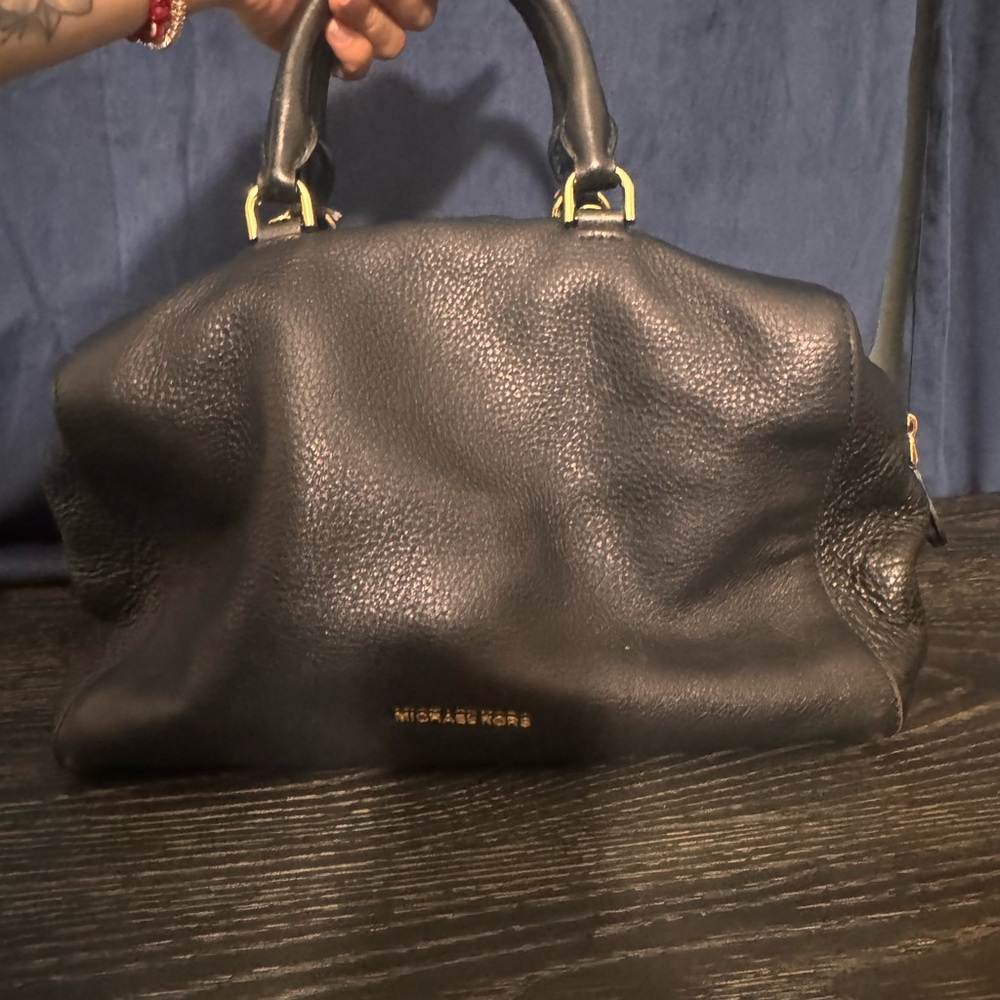 Michael Kors Black Satchel with Gold-Tone Hardware